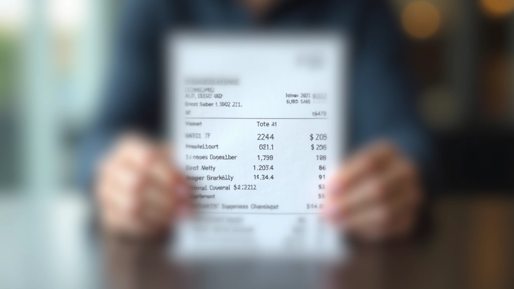 Close-up detail of printed receipt showing date, vendor name, and itemized amounts with good contrast