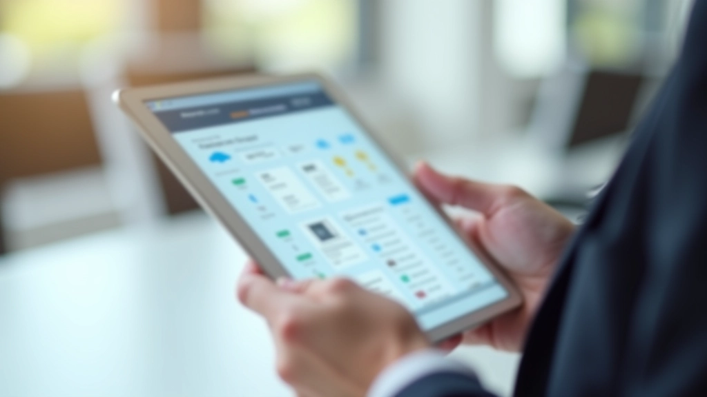 Tablet displaying organized digital expense filing system with categorized receipts